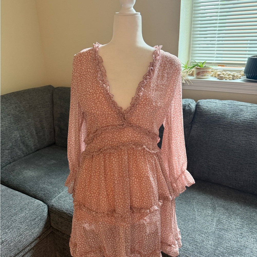 Amazon Pink Floral Long Sleeve Dress